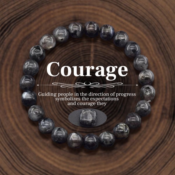 Natural Stone Courage Beaded Bracelet - Progress & Bravery Symbolic Jewelry for Men & Women | Spiritual Healing Stretch Bracelet