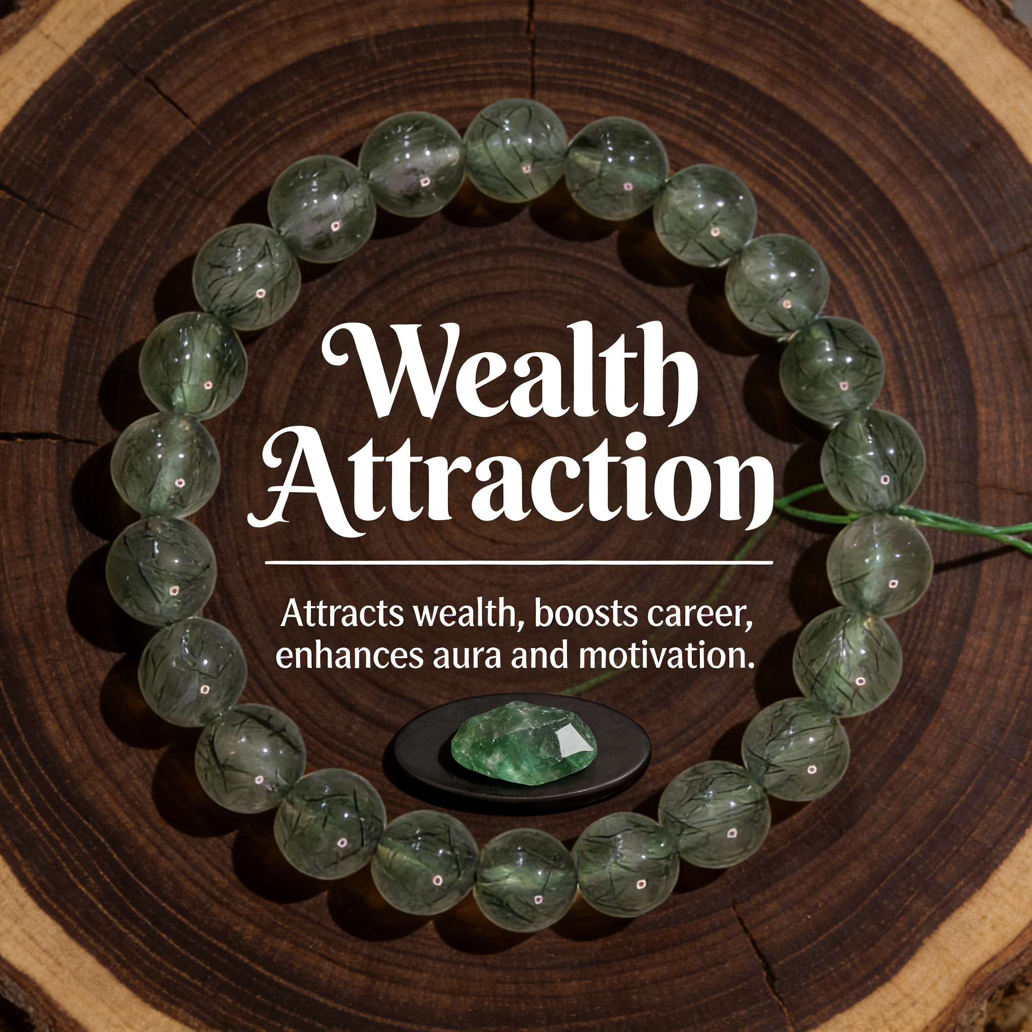 Natural Green Rutilated Quartz Bracelet | Wealth Attraction & Career Boost, Unisex Elegant Beads