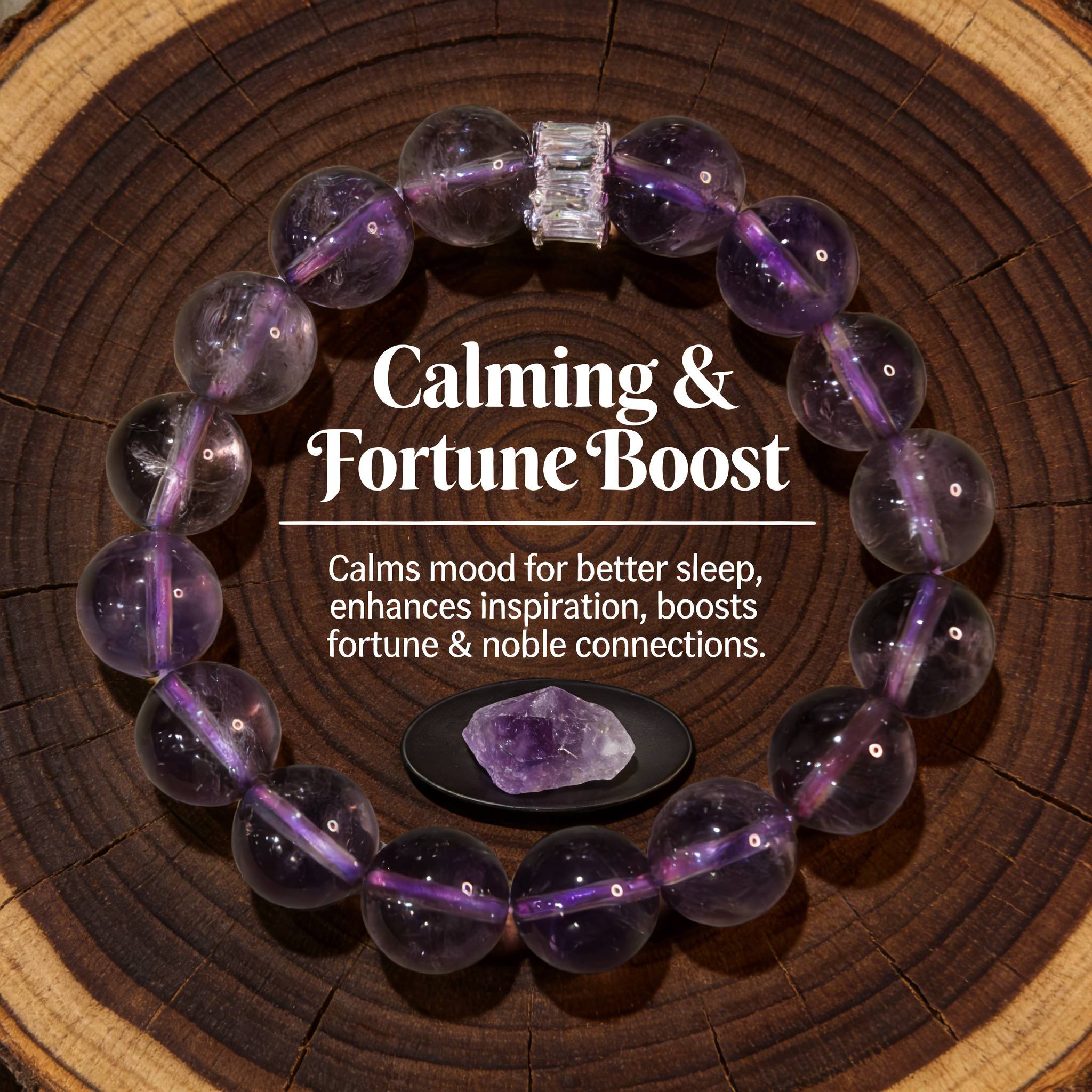 Natural Amethyst Bracelet | Calming & Luck Boost, Spirit Enhancement, Unisex Versatile