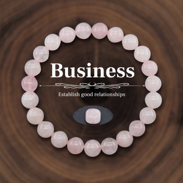 Rose Quartz Business Bracelet - Relationship-Building Symbolic Jewelry for Men Women | Spiritual Stretch Beaded Bracelet