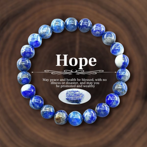 Blue Hope Stone Bracelet - Peace Health Wealth & Prosperity Symbolic Jewelry for Men Women | Spiritual Stretch Beaded Bracelet