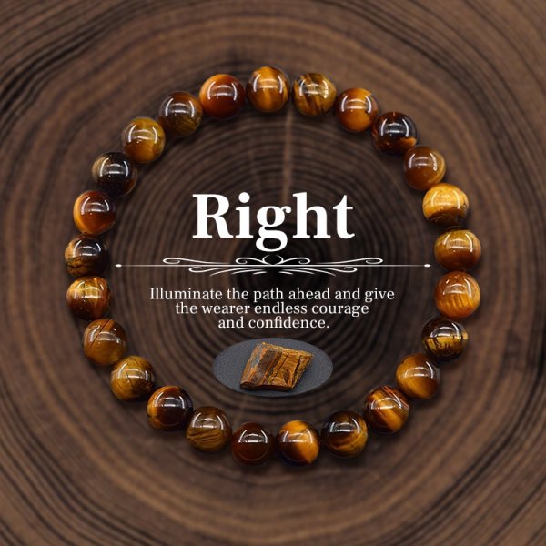 Tiger Eye Right Bracelet - Path Illumination & Courage Confidence Symbolic Jewelry for Men Women | Spiritual Stretch Beaded Bracelet